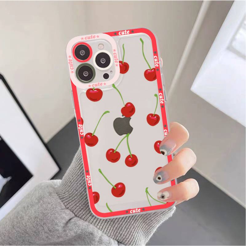 Lovely Cherry Strawberry Phone Case for iPhone 11 12 13 Mini Pro Max 14 Pro Max Case shell