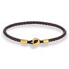 Gold Stainless Steel Button Braided Leather Bracelet For Men Women Couple Jewelry Gifts