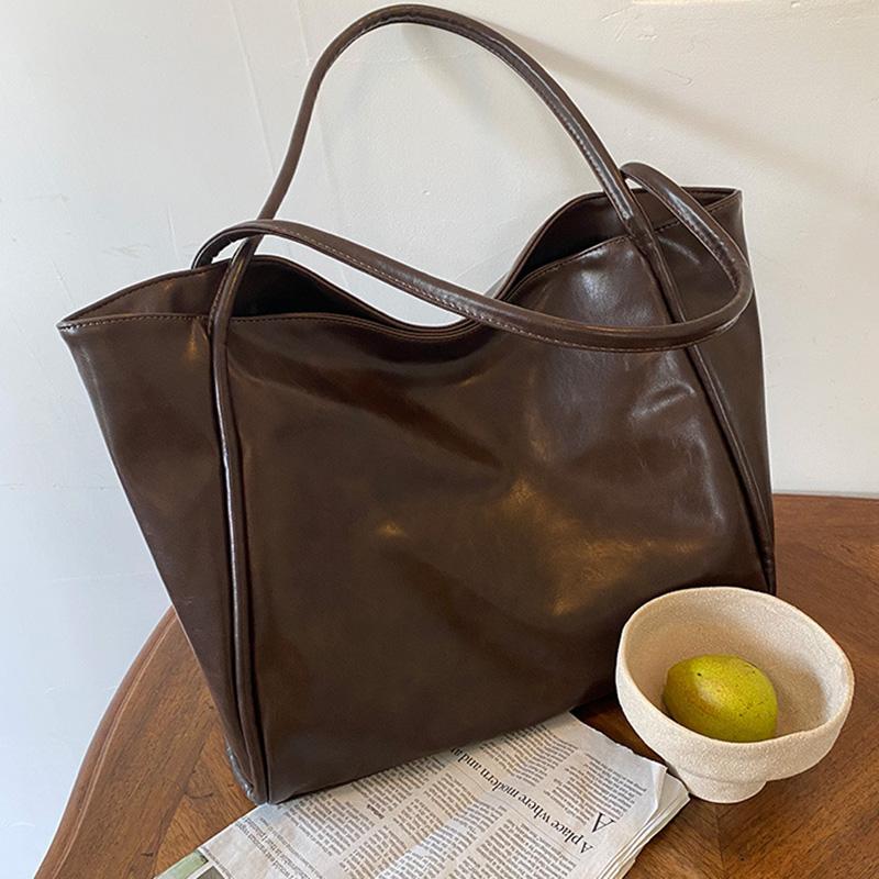 Women Tote Bag Fashi Underarm Pouch Large Capacity Soft Pu Leather Shoulder Bag Retro Crossbody Bag Casual Portable BucketBags