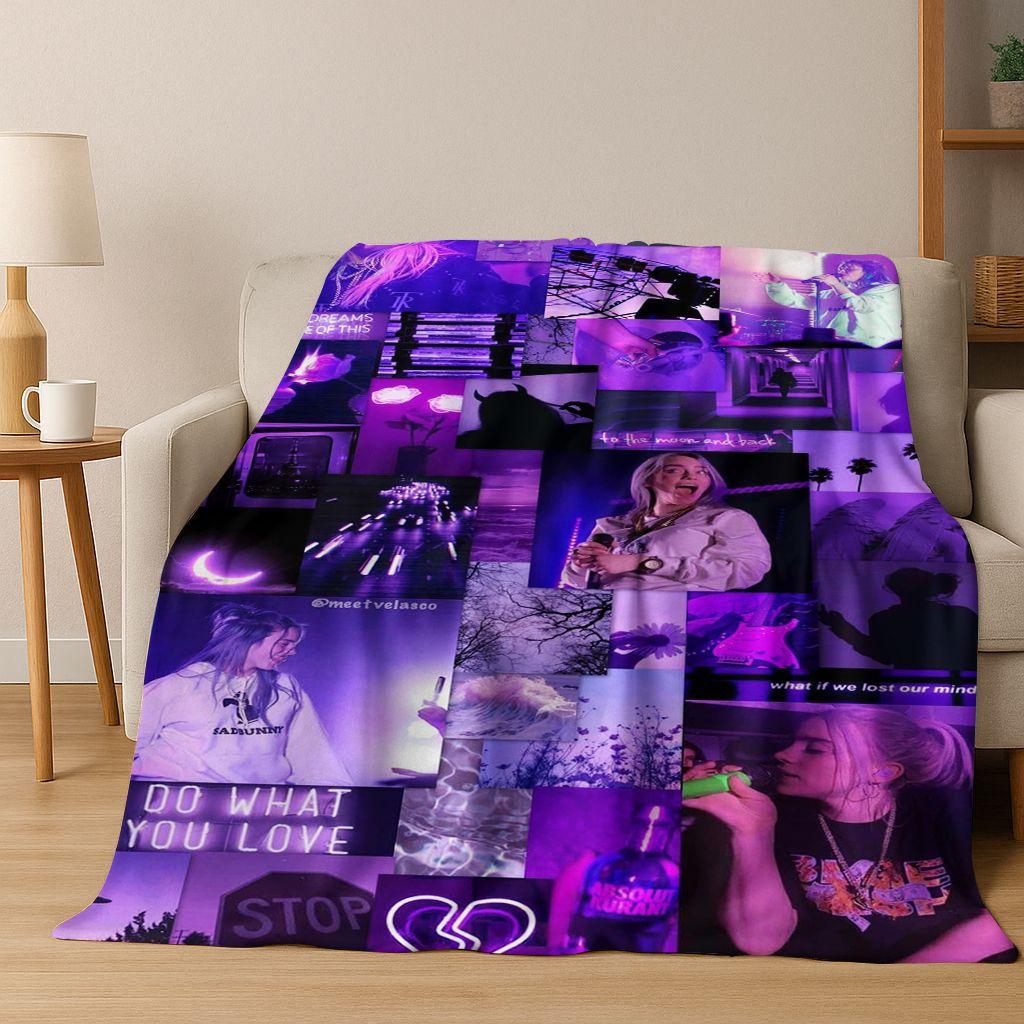Coperta di Flanella alla Moda Billie Eilish Hit Me Hard and Soft Coperta Morbida da Lanciare per Letto Camera da Letto Soggiorno Viaggio Regalo Bambino