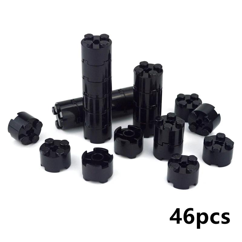 

46Pcs MOC Parts Round Bricks Cylinder 2x2 with Axle Hole Thick Building Blocks Particles DIY Technical Toys Compatible with 6143 чорний