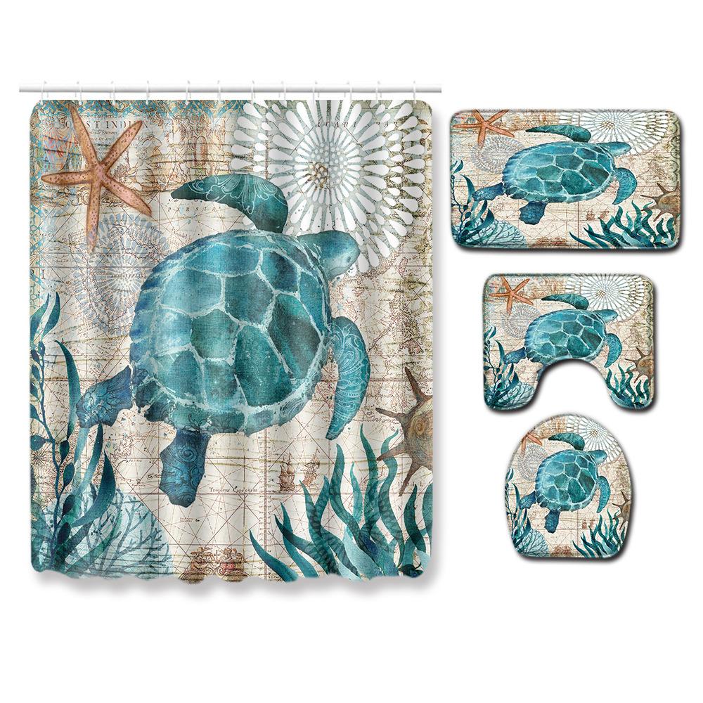 African American Women'S Bathroom Four-Piece Combination Set Household Door Mat Absorbent Non-Slip Floor Mat Carpet