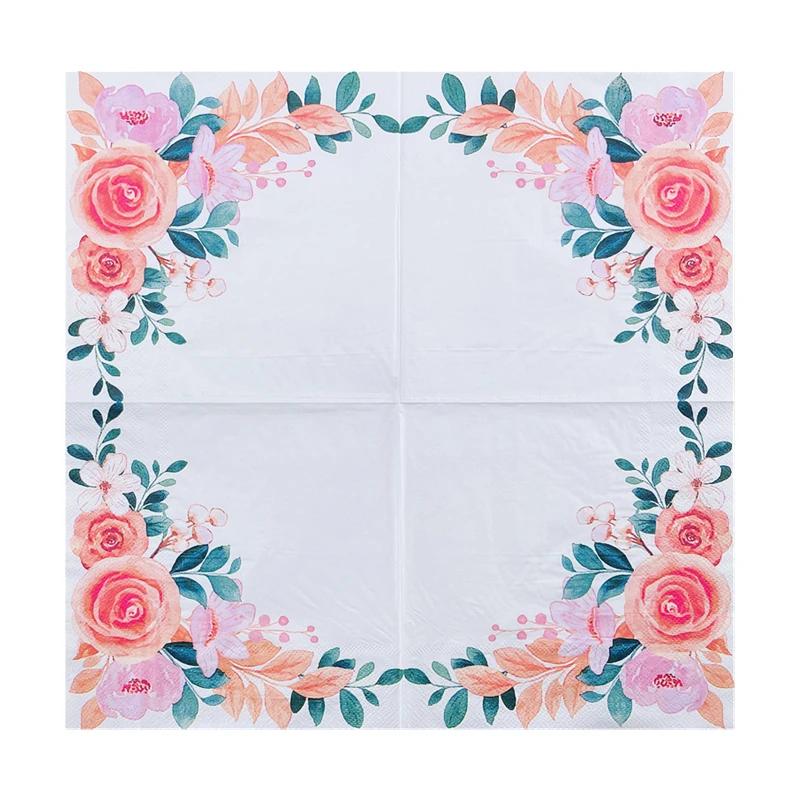 20pcs/Pac 33*33cm 2-Ply Disposable Party Napkin Floral Pattern