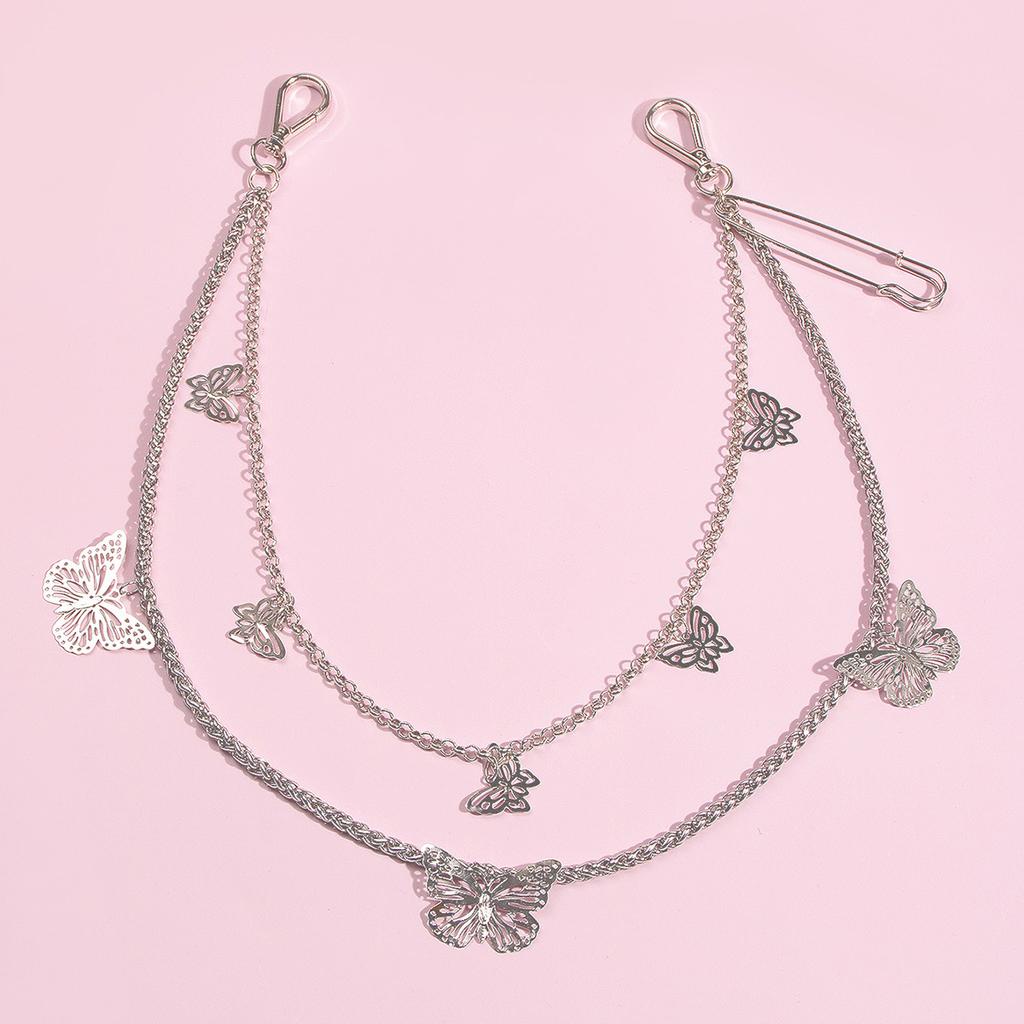 Big Pin Butterfly Pants Chain Double Layer Fashion Sweet Ladies Fashion Metal Waist Chain Waist Chain