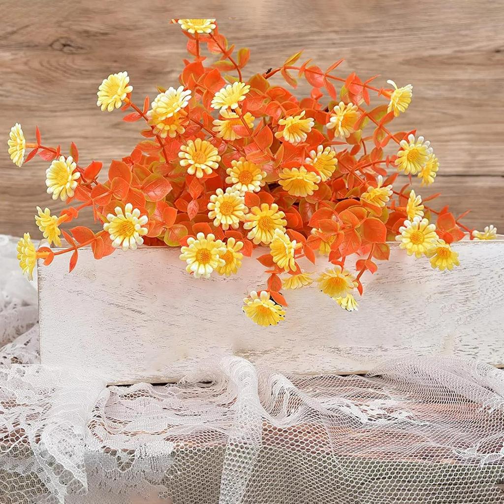 4 Bundles Artificial Flowers Fall Flower Faux Shrubs Plants Fall Shrubs Stems Fake Grasses For Indoor Outdoor Fall Decorations