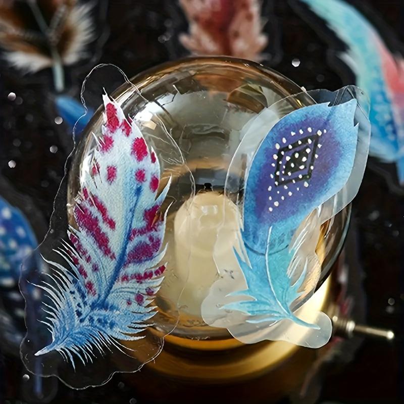 40pcs Decorative Stickers, Blue Feather Sticker Pack, Glitter Finish-Perfect For Laptops, Water Bottles & More