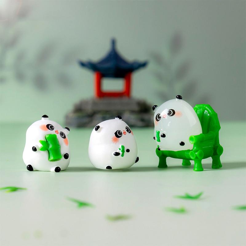 Miniatures Figurines Cute Panda Landscape Ornaments Diy Home Decorations Kawaii Animal Desktop Small Ornaments Accessories
