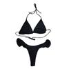 Women Contrast Panel Bandage Bikini Set Push-Up Swimwear Beachwear Swimsuitit