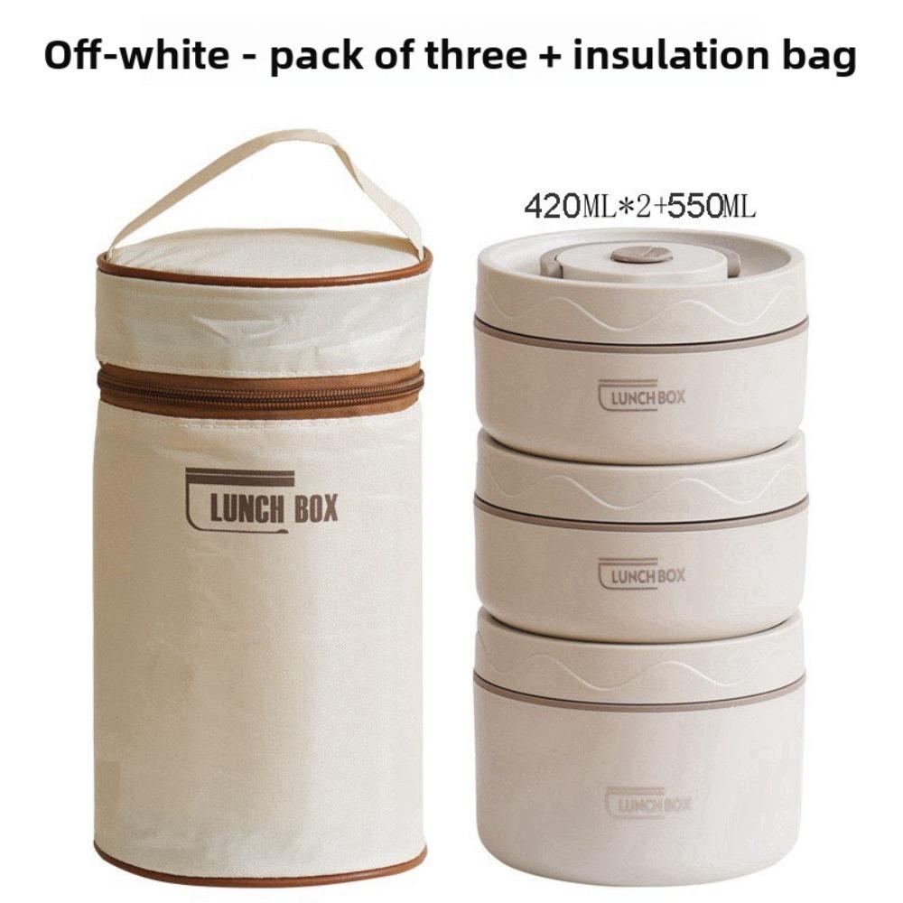 1 Sett Isolert Matbokssett 3 Uavhengige Stablebare Matbokser 304 Rustfritt Stål Matkvalitet Matbokssett med Isoleringspose