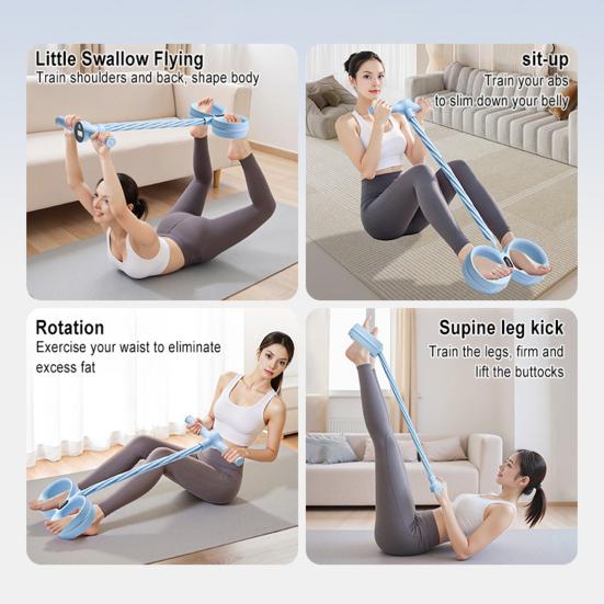 6-Buizen Pedaal Enkeltrekker Weerstandsband met Teller Handvat Elastisch Yoga Sit-up Trek Touw Mannen Vrouwen Pedaal Spanner Oefening Apparaat