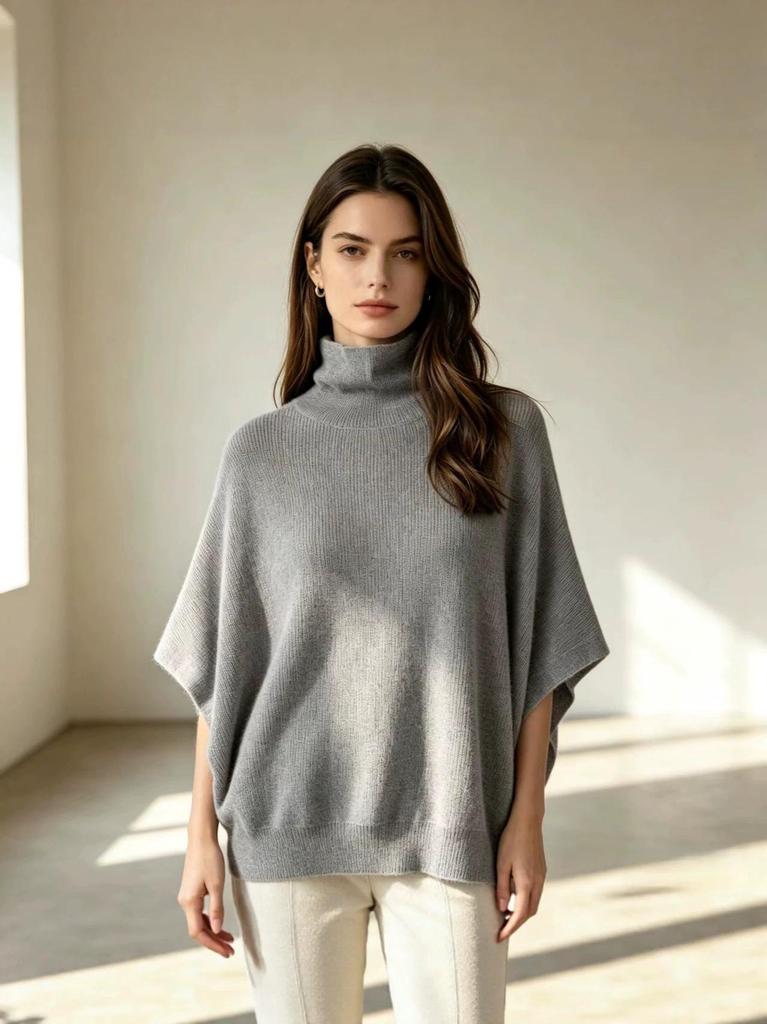 2026 Ärmelloser Pullover für Damen mit hohem Kragen, lässig - Einfarbig, weich & flauschig, europäischer/amerikanischer Stil, Herbstkollektion