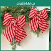 Red And White Diagonal Stripe Bow Pendant For Holiday Tree Ornaments