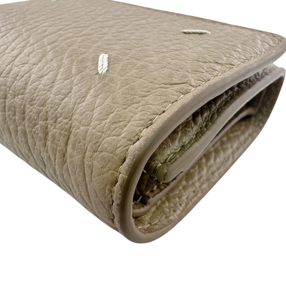Maison Margiela SA3UI0010 Compact Wallet 4 Stitches Leather Tri-fold Wallet Beige Leather Used