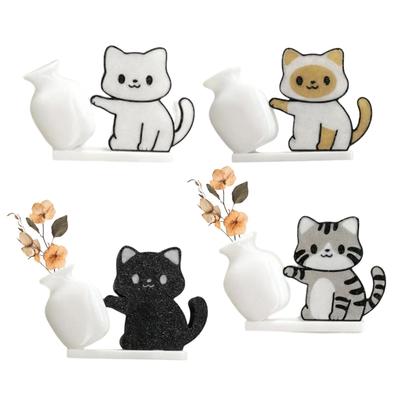 4 piezas Florero Bigote de Gato Magnético Acrílico Compacto Imán de Recuerdo Acrílico Decoración Conmemorativa de Mascotas Soportes Colgante para Refrigerador del Hogar