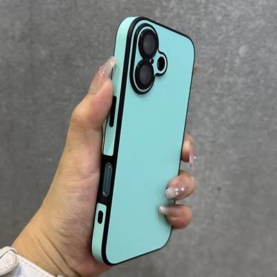 Luxe Leer Kleurrijke Hoes voor iPhone17 16 15 14 13 12 11 Pro Max Plus Zachte Siliconen Bumper Matte Schokbestendig Eenvoudige Cover