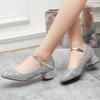 Girls Shoes Children High Heel Glitter Crystal Sandals Fashion Buckle Kids Princess Dance Shoe Student Performance Leather Shoes