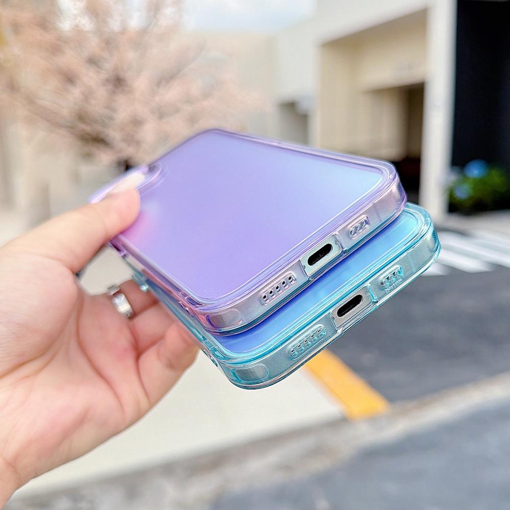 KEYSION Fashion Laser Gradient Colorful Phone Case for iPhone 17e 16e Soft TPU+PC Shockproof Back Cover for iPhone 16e 17e 2026