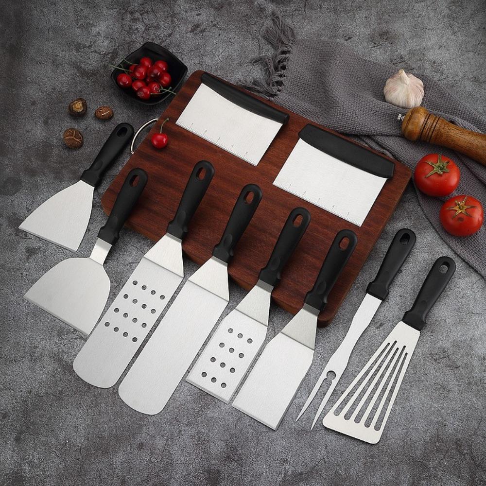 Stainless Steel Teppanyaki Scraper Non-Stick Cooking Spatula Steak Fried Shovel  Outdoor BBQ