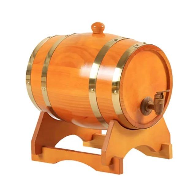 

3L Whiskey Barrel Wood Barrel Vintage Oak Beer Brewing Tools Tap Dispenser for Rum Pot Whisky Wine Bar Tools жовтий