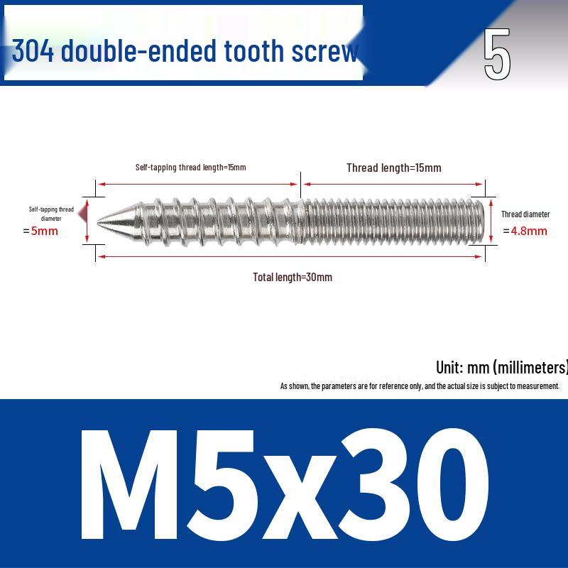 Śruba samogwintująca ze stali nierdzewnej 304 z podwójnym łbem i gniazdem sześciokątnym do mebli, ostro zakończona, M4 M5 M6 M8.