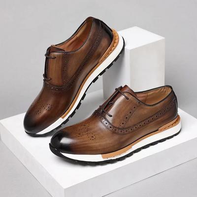 Fashion High Grade Men Genuine Leather Casual Dialy Sneakers British Design Cow Leather Men Comfortable Brogues Leisure Shoes Men