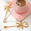 4 Pcs/ Lot Coffee Spoon Creative 304 Stainless Steel Golden Flower Spoon Ins Cute Hanging Cup Tiny Stirring Spoon With Souvenir