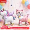 Guangduola Cartoon Animal Balloons Children's Outdoor Wheeled Walking Balloons Decoration Birthday Photo Props 3-Pack Mixed Set