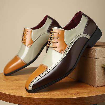 Herren Klassische Retro Brogue Schuhe Herren Schnürschuhe Leder Kleid Business Büro Flats Männer Hochzeit Party Oxfords Mode Patchwork