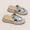 Versatile outer wear holiday style comfortable open-toed sandals new retro straw thick sole one-word fashion sandals