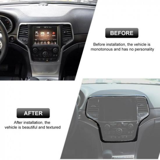 Carbon Fiber Dashboard Navigation Cover Trim Bezels for Jeep Grand Cherokee 14+