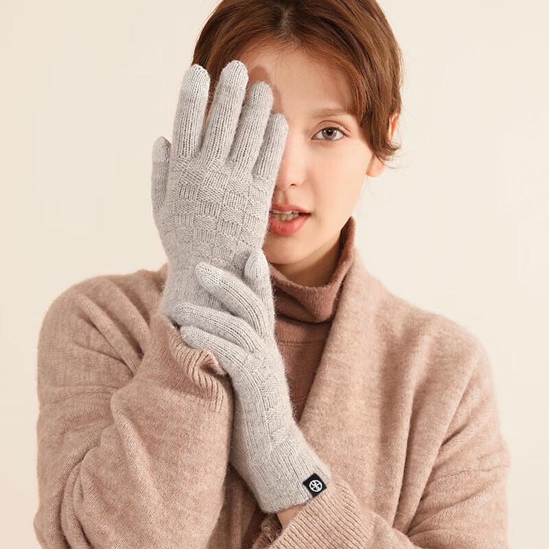 Thickened Plaid Jacquard Autumn Winter Woolen Gloves
