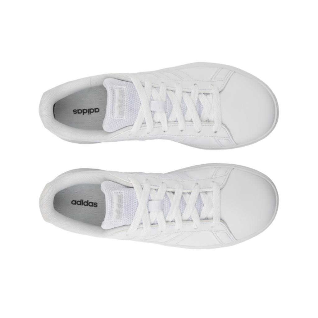 adidas Grand Court Schnürer K Weiß Grau Kinder Sneaker Wolkenweiß Grau-Eins FZ6158