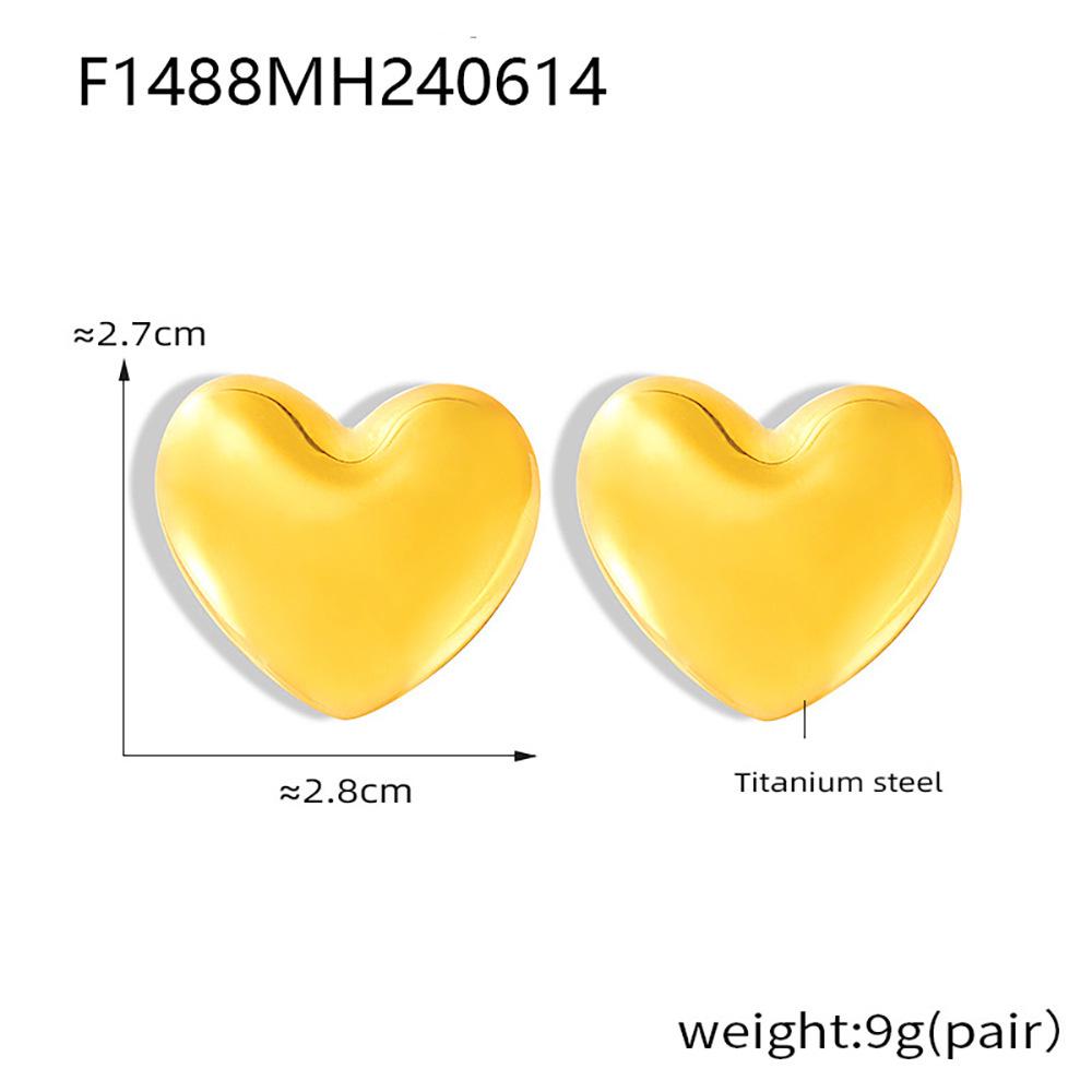 Orecchini a Bottone a Forma di Cuore con Strass Qiong Yao - Accessori in Acciaio Inossidabile Placcato Oro 18K