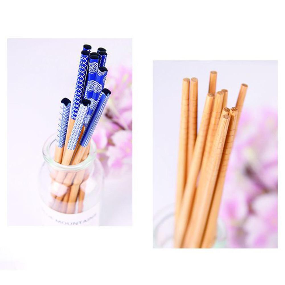 Reusable 5Pairs Tableware Handmade Bamboo Japanese Natural Wood Chopsticks Sushi Food Multi Color Wooden Chop Sticks