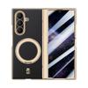 Applicable to Samsung w26 mobile phone case film integrated rotating bracket magnetic suction W26 central axis hinge electroplated business plain lea