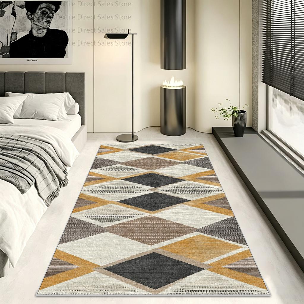 Nordic Geometric Bedroom Bedside Runner Carpet Decoration Living Room Anti Slip Washable Sofa Floor Mats Kitchen Easy Clean Rug