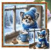 Cute Cat/Dog Full Embroidery Eco-cotton Thread 11CT Printed Cat Cross Stitch Kit Arts DIY Handmade Ornament Home Decor 40*40cm