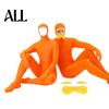 Lustiges Familienkostüm Gesicht Offen Halloween Kostüm, Unisex Ganzkörper Oranger Body mit Bart Langlebiger Cosplay Anzug Augenbrauen für Männer Frauen, Erwachsener