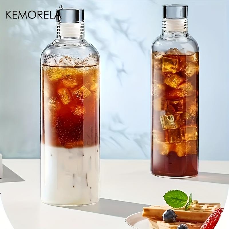 KEMORELA 500/1000ML Przezroczysta Szklana Butelka na Wodę Szkło Borokrzemowe Szczelna Przenośna na Piesze Wycieczki Kemping Pomysł dla Entuzjastów Fitness