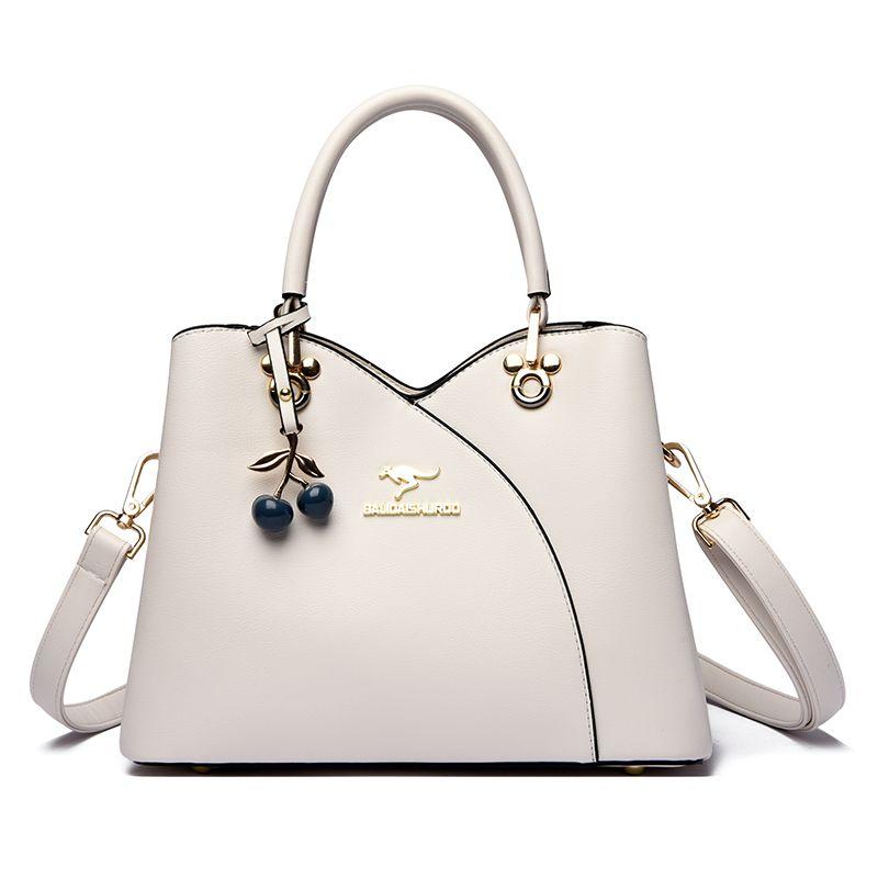 

Kangaroo Women s Leather Ladieswear Fashion Handbag Beige White