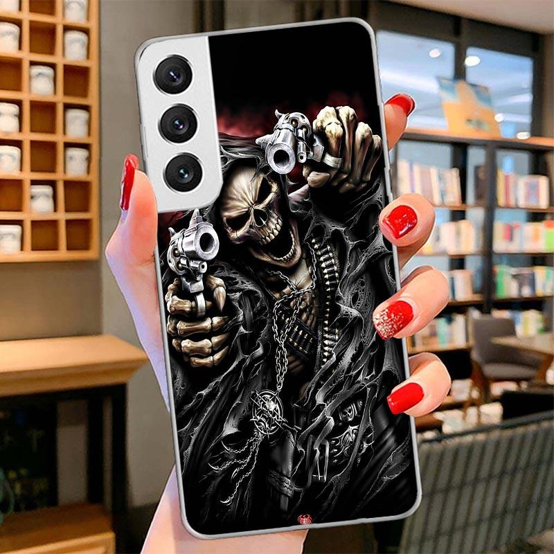 Grim Reaper Skull Skeleton Cover Phone Case For Samsung Galaxy S26 S25 Edge S24 Ultra S23 S22 Plus S21 S20 FE Soft Fundas Shell