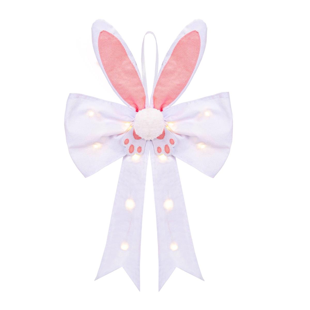 

Yousheng пасхальные кроличьи уши верхушка для дерева украшение в виде банта розовый венок с кроличьими ушками бант украшение со светом для весеннего декора входной двери дома розовый
