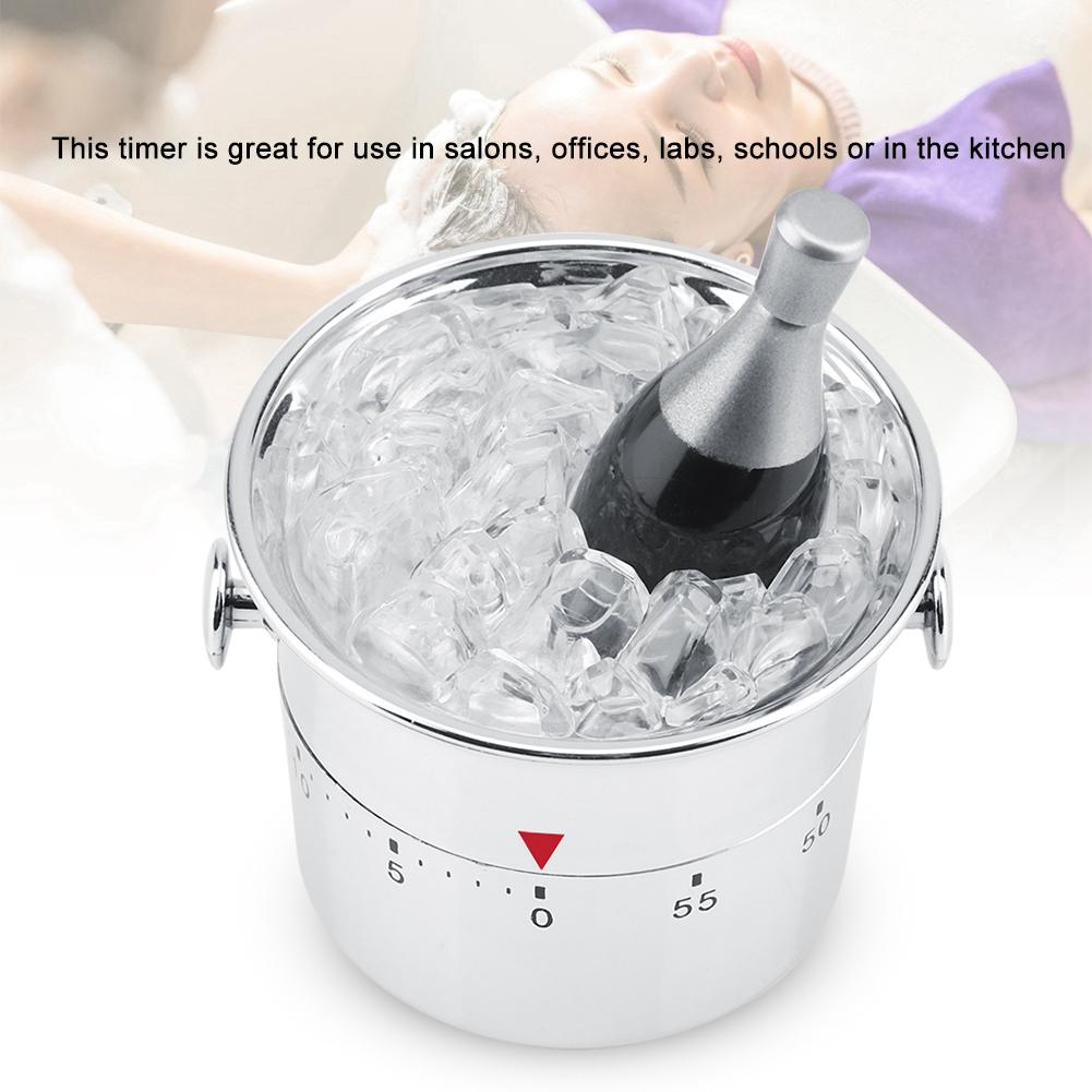 Bucket Shaped 60 Minutes Kitchen Timer Stainless Steel Mechanical Wind up Timer Time Reminder