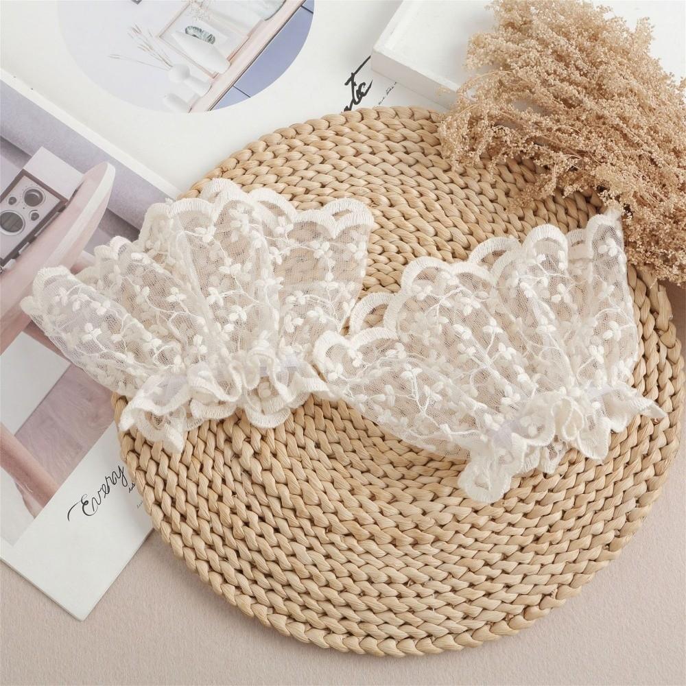 Hollow Pattern Lace Fake Collar Floral Embroidery Sleeves Cuffs Set Fashion Faux Sleeves  Women