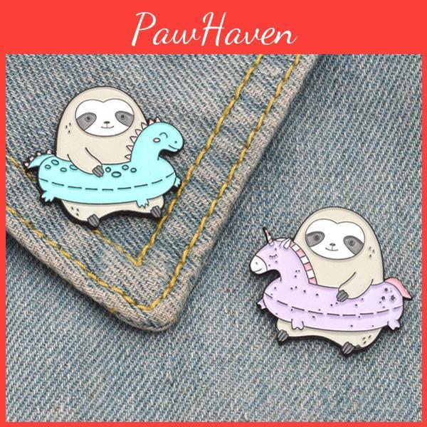 Charming Cartoon Sloth Enamel Pin In Mint Green Ideal For Stylish Lapel Accessories