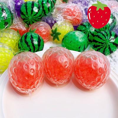 Summer  Animation Bead Tomato Strawberry Watermelon Fruit Squishy Fidgeting Plaything Stress Sphere Water Ball Kids Holiday Taba Squshy Gift