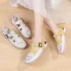 GKTINOO Genuine Leather Roman Sandals 2025 Summer Women Sneakers Closed Toe Comfortable Hollow Soft Sole Mom Shoes Plus Size