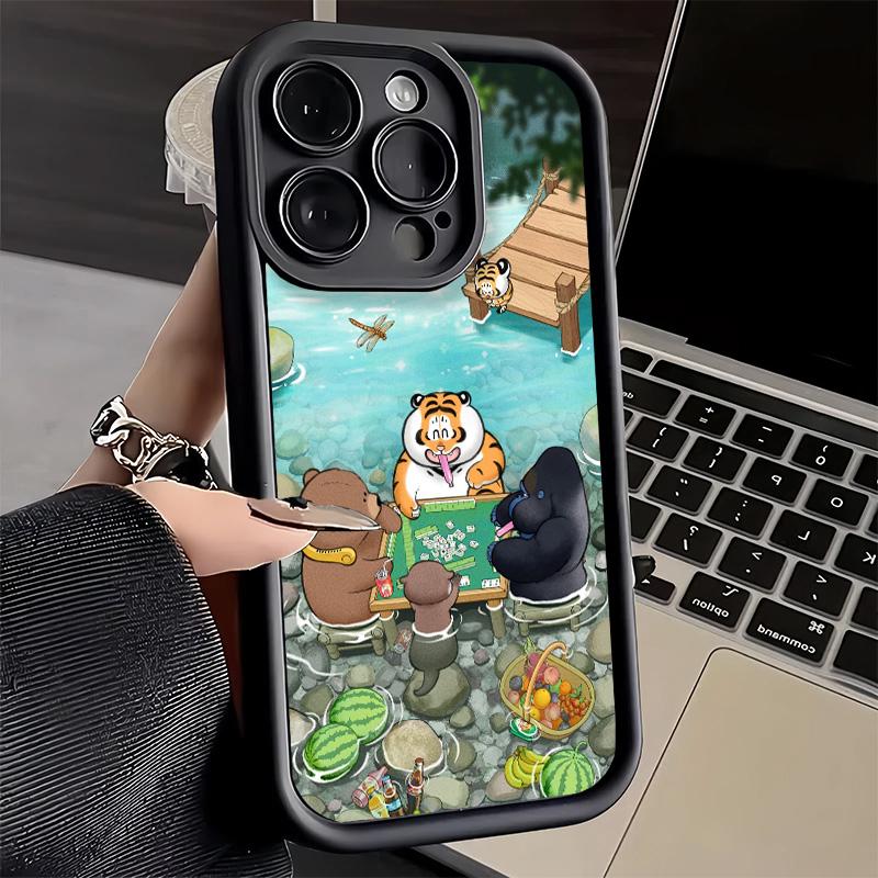 Phone Case for iPhone 17 Air 16E 15 16 Pro Max Cartoon Fat Tiger Funny Cover 14 Plus 13 12 Mini Soft Shell Silicone Fundas