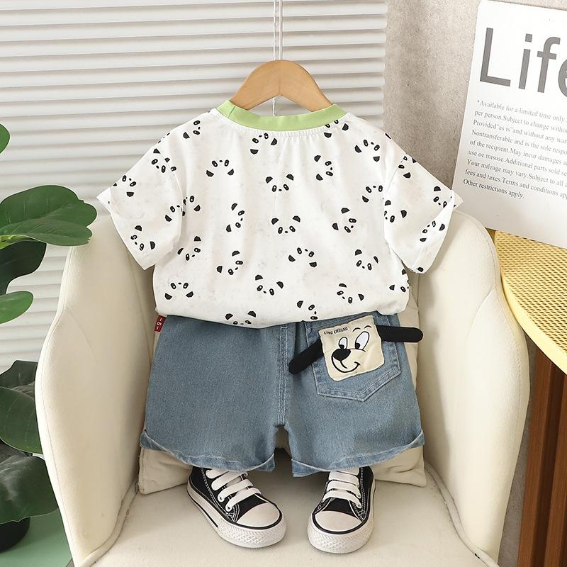 Boys' Summer Outfit Set Children's Set Summer Cartoon Print Three-dimensional Boys' Baby Short Sleeved Two-piece Set