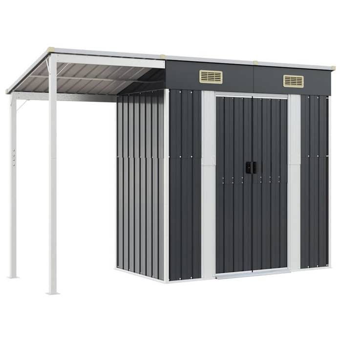 VidaXL Abri de Jardin avec Toit Prolongé, Cabane à Outils avec Poignées, Remise à Outils, Abri de Rangement Terrasse, 364526
